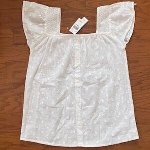 New Direction White Cotton Blouse